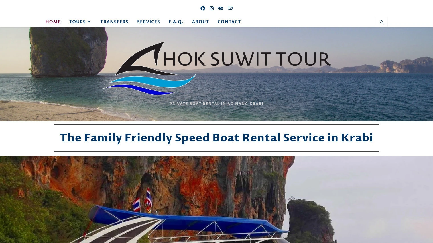 website design for a boat tour booking company