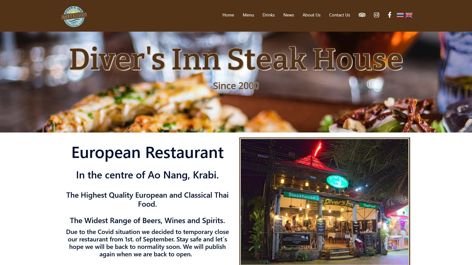 website design for a restaurant