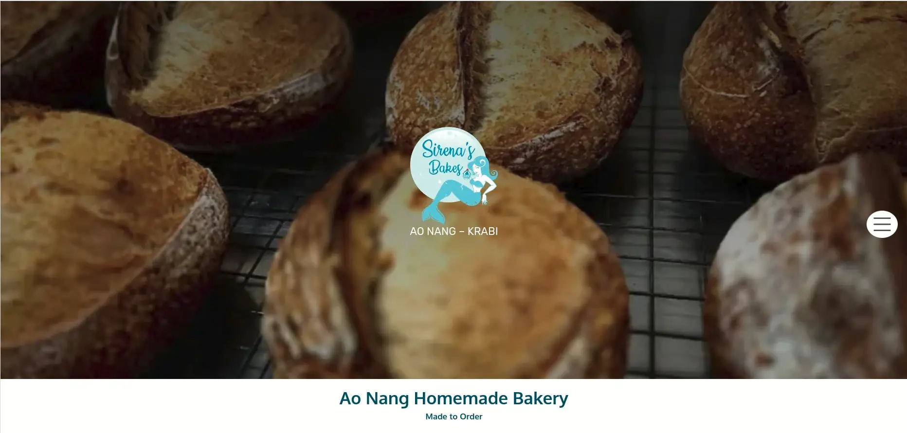 representation of the website homepage of sirena's bakes .com on a desktop screen