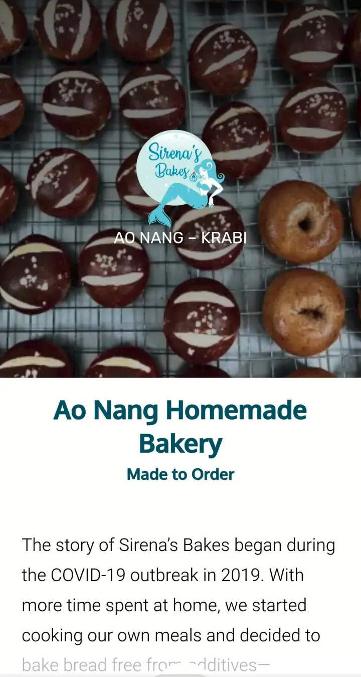 representation of the website homepage of sirena's bakes .com on a mobile phone